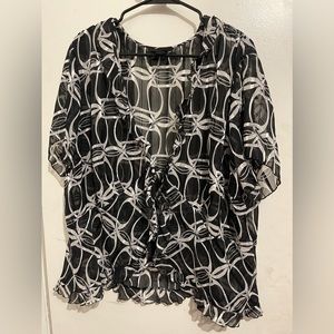 Lane Bryant Plus size 18/20 sheer black and white top with Geometric design